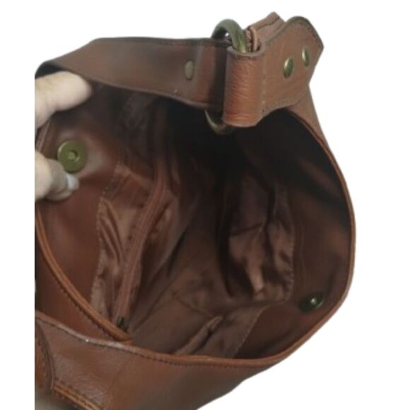 Women’s Purse Handbag Brown Snap Closure Inside Pockets Belt/Strap Front - Picture 6 of 6